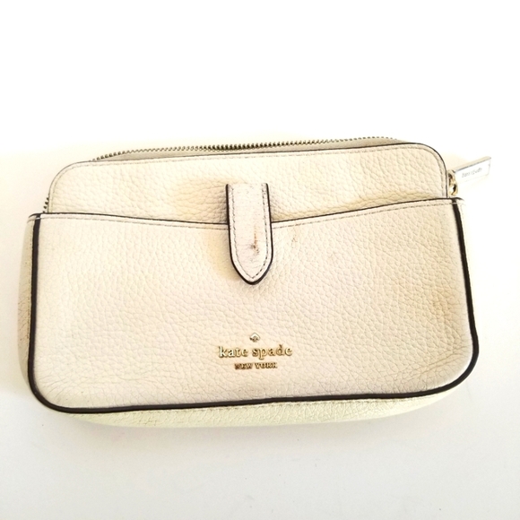 kate spade Handbags - Kate Spade Leather White Wristlet Zip Pouch Clutch Acceptable